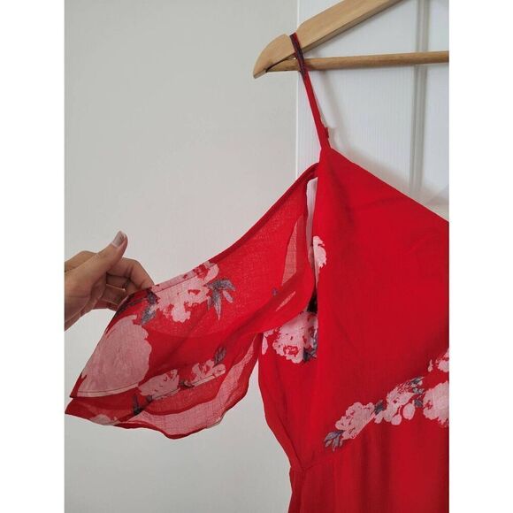 Lulus Love in Bloom Red Floral Print Off-the-Shoulder High-Low Dress XL NWT - Picture 8 of 8